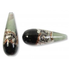 1 Murano Glass White Gold Foiled Black, Grey & Aventurine 30mm Drop Bead 1 Murano Glass White Gold Foiled Black, Grey & Aventurine 30mm Drop Bead