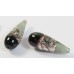 1 Murano Glass White Gold Foiled Black, Grey & Aventurine 30mm Drop Bead
