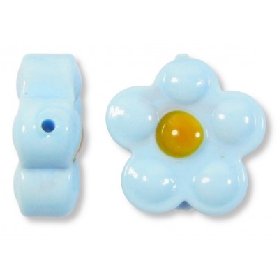 1 Murano Glass Aquamarine 20mm Flower Bead