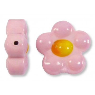 1 Murano Glass Pink 20mm Flower Bead