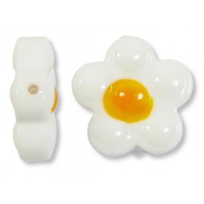 1 Murano Glass White 20mm Flower Bead