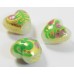 1 Murano Glass Gold Foiled White Latticino Millefiore with Green 20mm Heart Bead