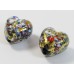2 Murano Glass Gold Foiled Granaglia Multicoloured 14mm Heart Beads