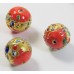 1 Murano Glass Gold Foiled Red with Multicolours 14mm Round Bead