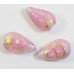 1 Murano Glass Gold Foiled Latticino Millefiore Rose 20mm Pear Drop Bead