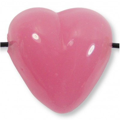 1 Murano Glass Opaque Pink 20mm Side Drilled Heart Bead