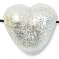 1 Murano Glass Crystal Clear Silver Foiled 20mm Side Drilled Heart Bead 1 Murano Glass Crystal Clear Silver Foiled 20mm Side Drilled Heart Bead