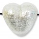 1 Murano Glass Crystal Clear Silver Foiled 20mm Side Drilled Heart Bead