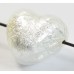 1 Murano Glass Crystal Clear Silver Foiled 20mm Side Drilled Heart Bead