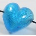 1 Murano Glass Dark Aquamarine White Gold Foiled 20mm Side Drilled Heart Bead