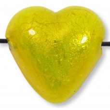 1 Murano Glass Ginger Spice Yellow Gold Foiled 20mm Side Drilled Heart Bead 1 Murano Glass Ginger Spice Yellow Gold Foiled 20mm Side Drilled Heart Bead
