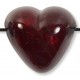 1 Murano Glass Dark Ruby Red Gold Foiled 20mm Side Drilled Heart Bead