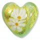 1 Murano Glass Gold Foiled Opal Nile Green Latticino Millefiore 20mm Heart Bead