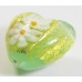 1 Murano Glass Gold Foiled Opal Nile Green Latticino Millefiore 20mm Heart Bead