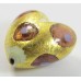 1 Murano Glass Gold Foiled Double Dot Amethyst 20mm Heart Bead