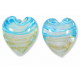 2 Murano Glass White with Turquoise and Aventurine Filigrine 14mm Hearts 2 Murano Glass White with Turquoise and Aventurine Filigrine 14mm Hearts