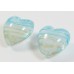 2 Murano Glass White with Turquoise and Aventurine Filigrine 14mm Hearts