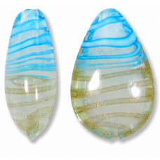 1 Murano Glass White with Turquoise and Aventurine Filigrine 20mm Pear Drop Bead 1 Murano Glass White with Turquoise and Aventurine Filigrine 20mm Pear Drop Bead