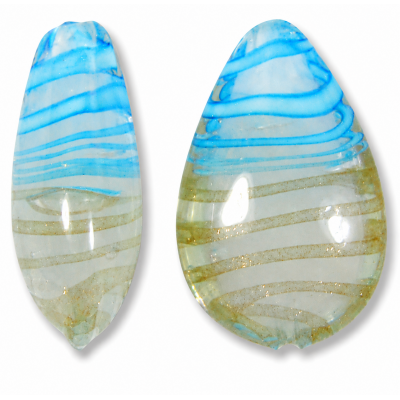 1 Murano Glass White with Turquoise and Aventurine Filigrine 20mm Pear Drop Bead 1 Murano Glass White with Turquoise and Aventurine Filigrine 20mm Pear Drop Bead