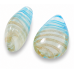 1 Murano Glass White with Turquoise and Aventurine Filigrine 20mm Pear Drop Bead 1 Murano Glass White with Turquoise and Aventurine Filigrine 20mm Pear Drop Bead