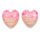 2 Murano Glass White with Rose and Aventurine Filigrine 14mm Hearts 2 Murano Glass White with Rose and Aventurine Filigrine 14mm Hearts