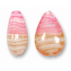 1 Murano Glass White with Rose and Aventurine Filigrine 20mm Pear Drop Bead 1 Murano Glass White with Rose and Aventurine Filigrine 20mm Pear Drop Bead