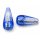 1 Murano Glass Silver Foiled Bicolour 20mm Drop Bead Light & Dark Sapphire