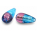 1 Murano Glass Silver Foiled Bicolour 20mm Drop Bead Mid Aqua & Light Amethyst