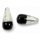 1 Murano Glass Silver Foiled Bicolour 20mm Drop Bead Black & Clear 1 Murano Glass Silver Foiled Bicolour 20mm Drop Bead Black & Clear