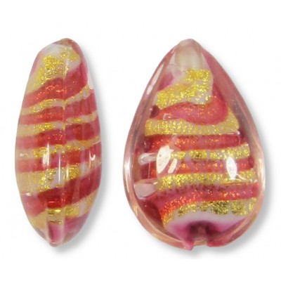 1 Murano Glass Goldfoiled Doges Palace Ruby Rose 20mm Pear Drop Bead 1 Murano Glass Goldfoiled Doges Palace Ruby Rose 20mm Pear Drop Bead