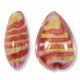 1 Murano Glass Goldfoiled Doges Palace Ruby Rose 20mm Pear Drop Bead