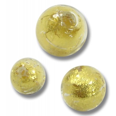 1 Murano Glass Crystal Gold Foiled Round Bead 12mm