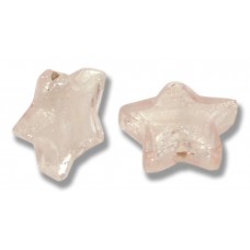 2 Murano Glass Pale Pink Silver Foiled Star 15mm Beads 