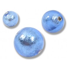 10 Murano Glass Silver Foiled Sapphire 10mm Round Beads