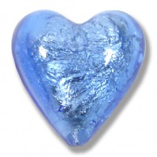1 Murano Glass Sapphire Silver Foiled 20mm Heart 1 Murano Glass Sapphire Silver Foiled 20mm Heart
