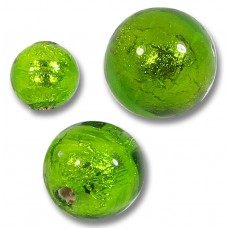 10 Murano Glass Silver Foiled Verde Erba Green 10mm Round Beads