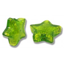 1 Murano Glass Verde Erba Green Silver Foil Star Bead 20mm.