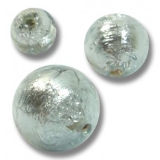 1 Murano Glass Black Diamond Silver Foiled 14mm Round Bead
