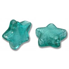 1 Murano Glass Verde Marino Silver Foil Star Bead 20mm.