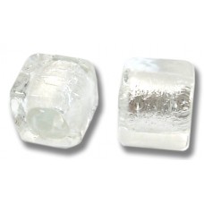 2 Murano Glass Crystal Silver Foiled 8mm Cube Beads