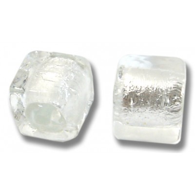 2 Murano Glass Crystal Silver Foiled 8mm Cube Beads