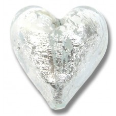 1 Murano Glass Crystal Silver Foiled 20mm Heart 