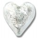 1 Murano Glass Crystal Silver Foiled 20mm Heart 1 Murano Glass Crystal Silver Foiled 20mm Heart