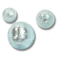 10 Murano Glass Aquamarine Silverfoil 6mm Round Beads