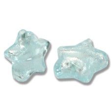 1 Murano Glass Aquamarine Silver Foil Star Bead 20mm.