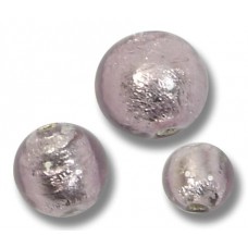 1 Murano Glass Silver Foiled 12mm Round Light Amethyst Bead