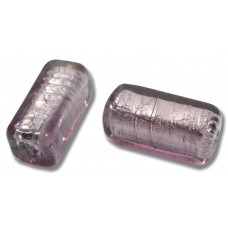 1 Murano Glass Light Amethyst Silver Foiled 20mm Oblong Bead 