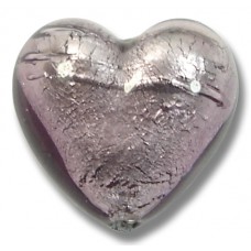 1 Murano Glass Light Amethyst Silver Foiled 20mm Heart 
