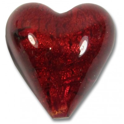 1 Murano Glass Rubino Gold Foiled 20mm Heart 