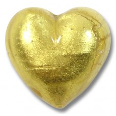 1 Murano Glass Gold Foiled Clear 20mm Heart 
